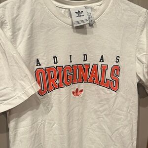 Adidas Originals White Tee with Bold Orange Accents